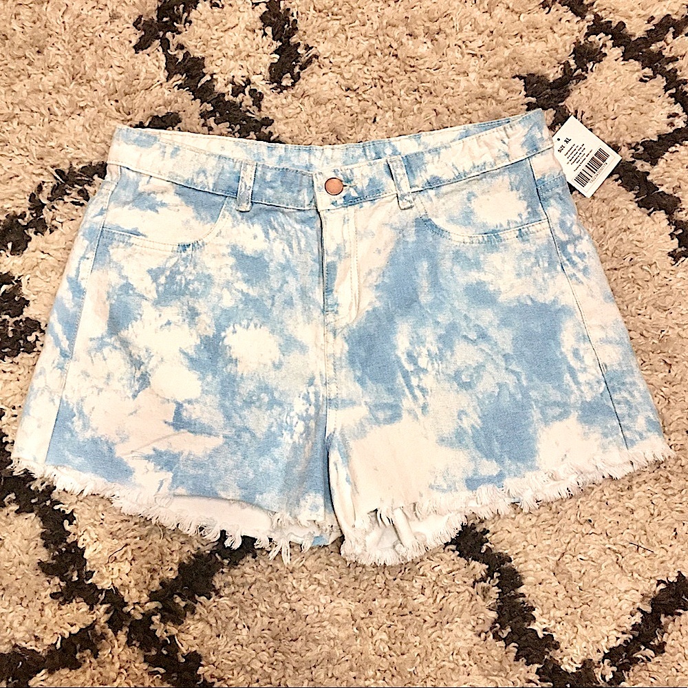 Tie-dyed Denim Shorts